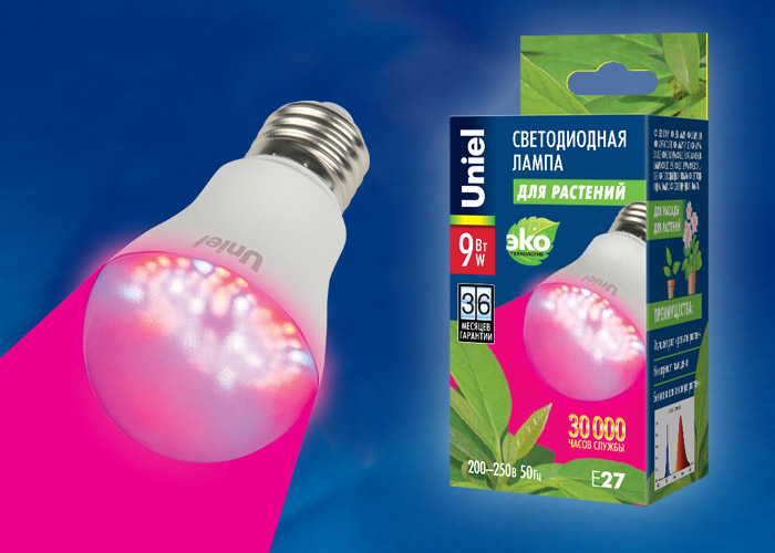 LED-A60-9W/SP/E27/CL ALM01WH Лампа светодиодная для растений. Форма A